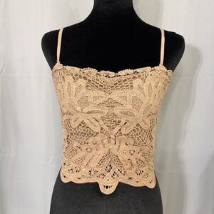 Willow Root Crochet Lace Cami Boho Festival Smocked Tank Top M